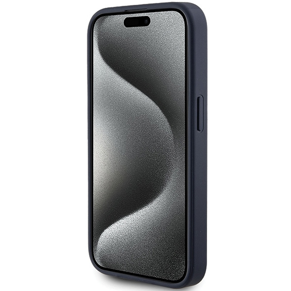 Guess GUHCP15LPG4GPB Apple iPhone 15 Pro hardcase 4G Triangle Metal Logo blue