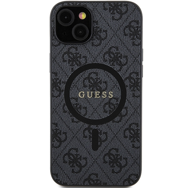 Guess GUHMP14SG4GFRK Apple iPhone 14 / 15 hardcase 4G Collection Leather Metal Logo MagSafe black