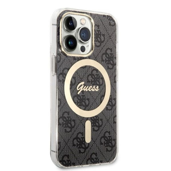 Guess GUBPP13LH4EACSK Case + Wireless Charger Apple iPhone 13 Pro black hard case 4G Print MagSafe