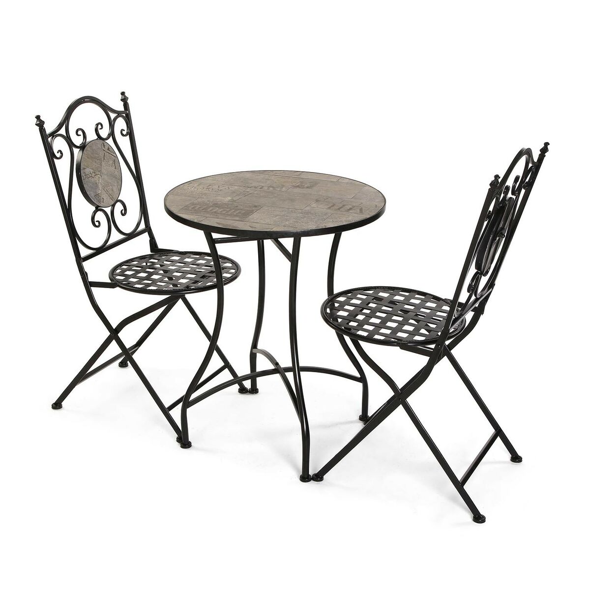 Table set with 2 chairs Versa Ivar Black Metal 60 x 71 x 60 cm