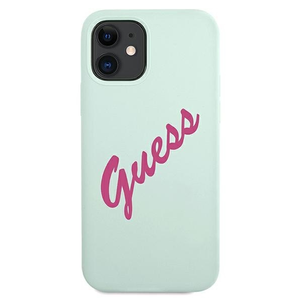 Guess GUHCP12SLSVSBF Apple iPhone 12 mini blue fuschia hardcase Silicone Vintage