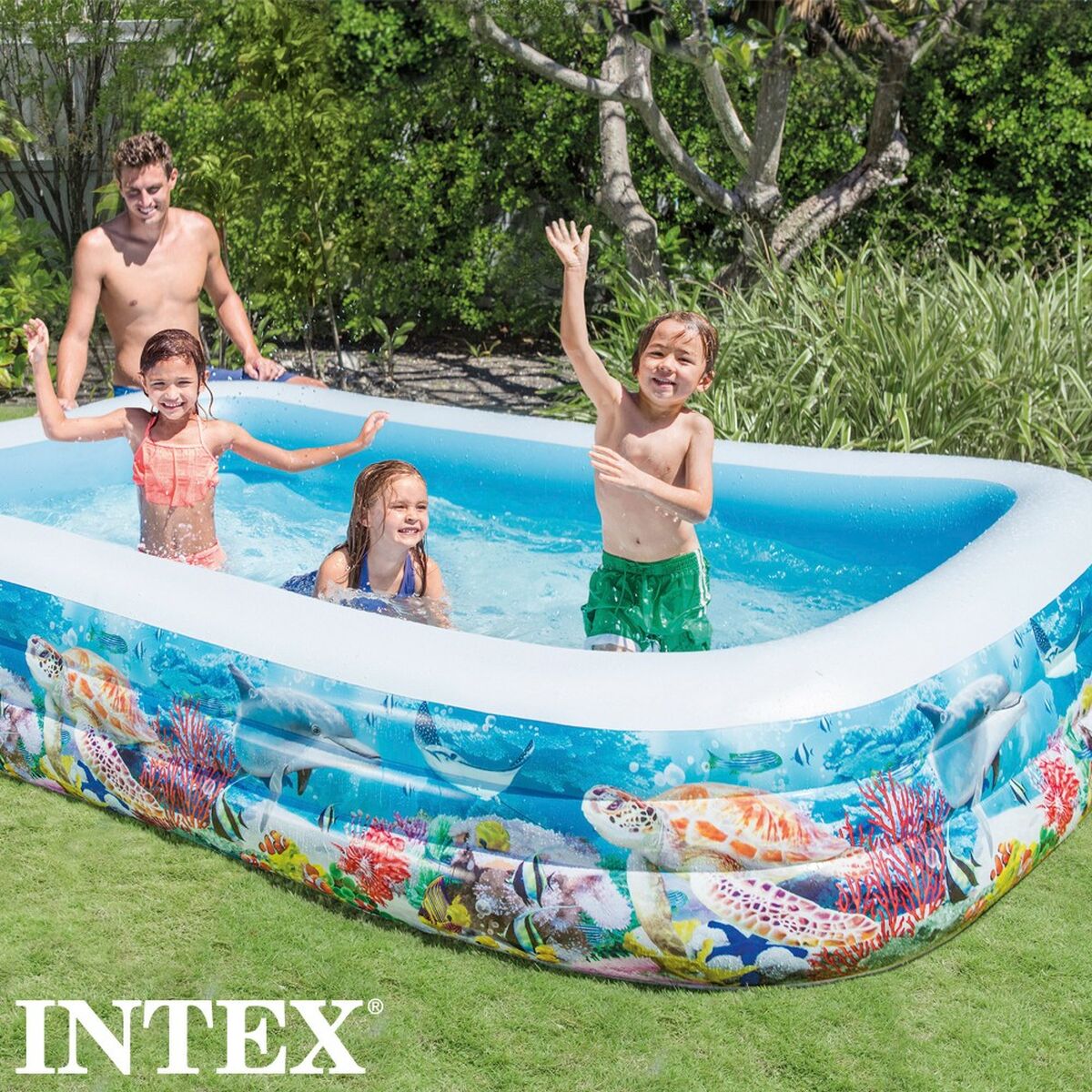 Inflatable Paddling Pool for Children Intex Tropical 305 x 56 x 183 cm 1020 L (2 Units)