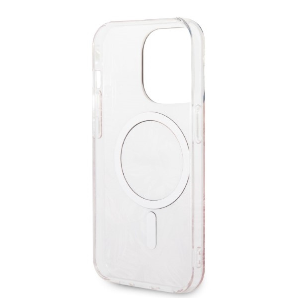 Guess GUBPP14LHJEACSP Case + Wireless Charger Apple iPhone 14 Pro pink hard case Jungle MagSafe