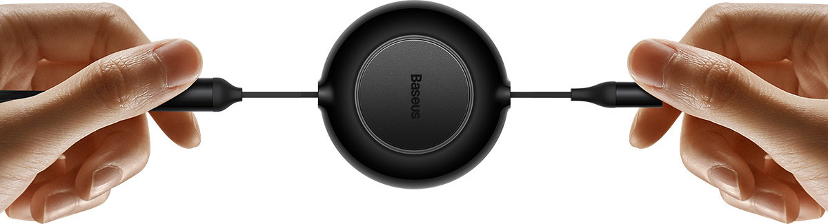 Baseus Bright Mirror 2 retractable cable 3in1 USB Type C - micro USB + Lightning + USB Type C 3.5A 1.1m black