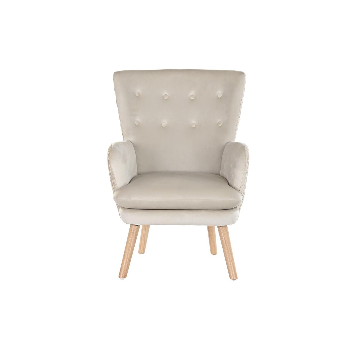 Armchair DKD Home Decor Natural Beige Wood Polyester (67 x 70 x 95 cm)