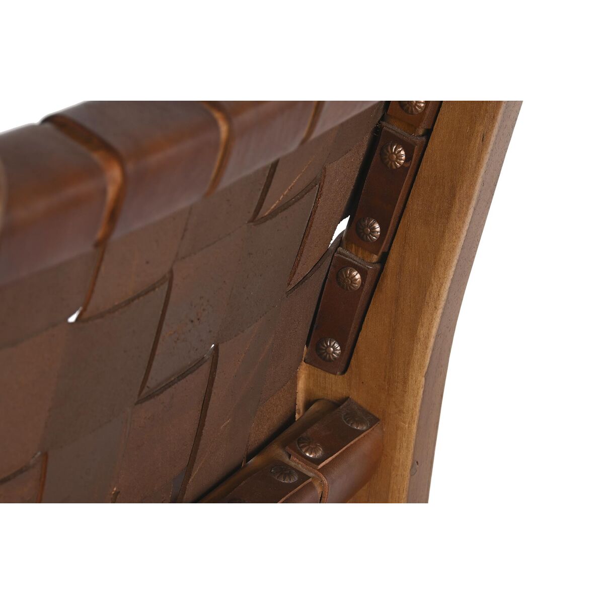 Stool DKD Home Decor Teak Brown Leather (41 x 53 x 90 cm)