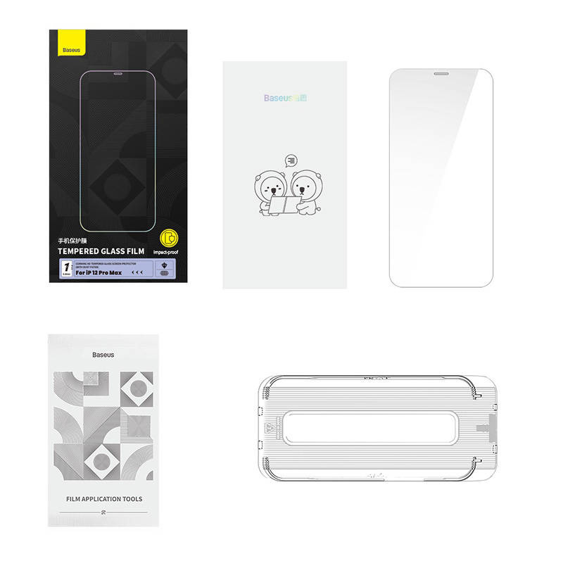 Baseus 0.4mm Corning HD Tempered Glass Apple iPhone 12 Pro Max + cleaner kit