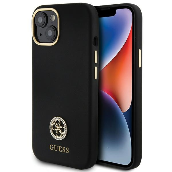 Guess GUHCP15SM4DGPK Apple iPhone 15 hardcase Silicone Logo Strass 4G black
