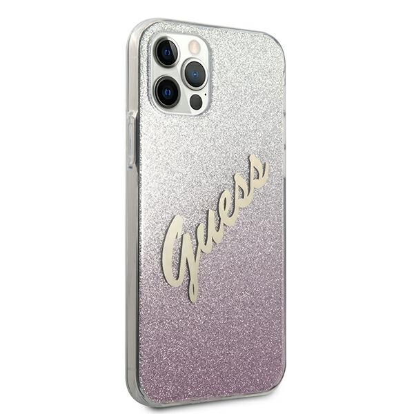 Guess GUHCP12LPCUGLSPI Apple iPhone 12 Pro Max pink hardcase Glitter Gradient Script