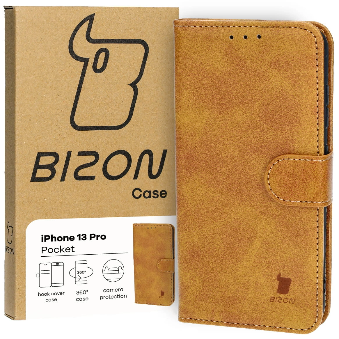 Bizon Case Pocket Apple iPhone 13 Pro brown