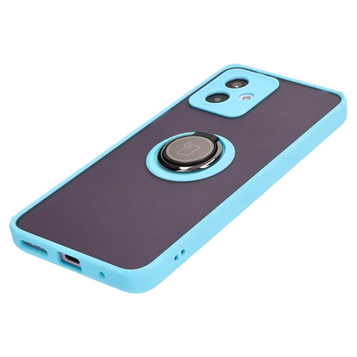 Bizon Case Hybrid Ring Motorola Moto G14 smoky with a light blue frame
