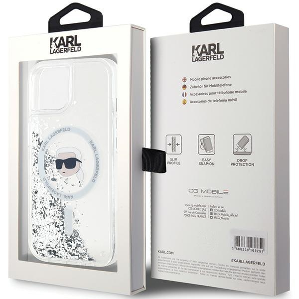 Karl Lagerfeld KLHMP15SLGKISGH Apple iPhone 15 / 14 / 13 hardcase Liquid Glitter Karl Head Magsafe transparent