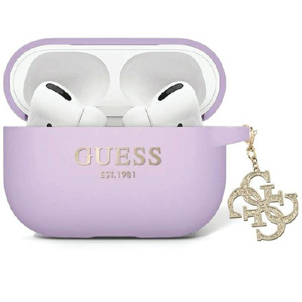 Guess GUAP2LECG4U Apple AirPods Pro 2 cover Liquid Silicone Glitter Triangle Charm purple
