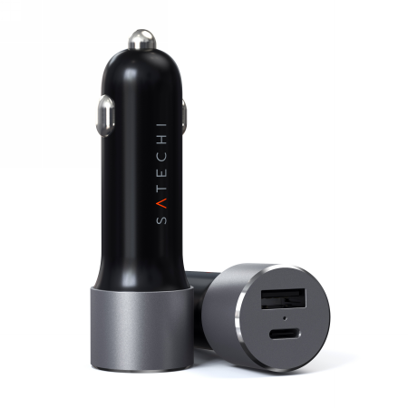 Satechi 72W Car Charger USB-C 60W PD, USB-A (space gray)