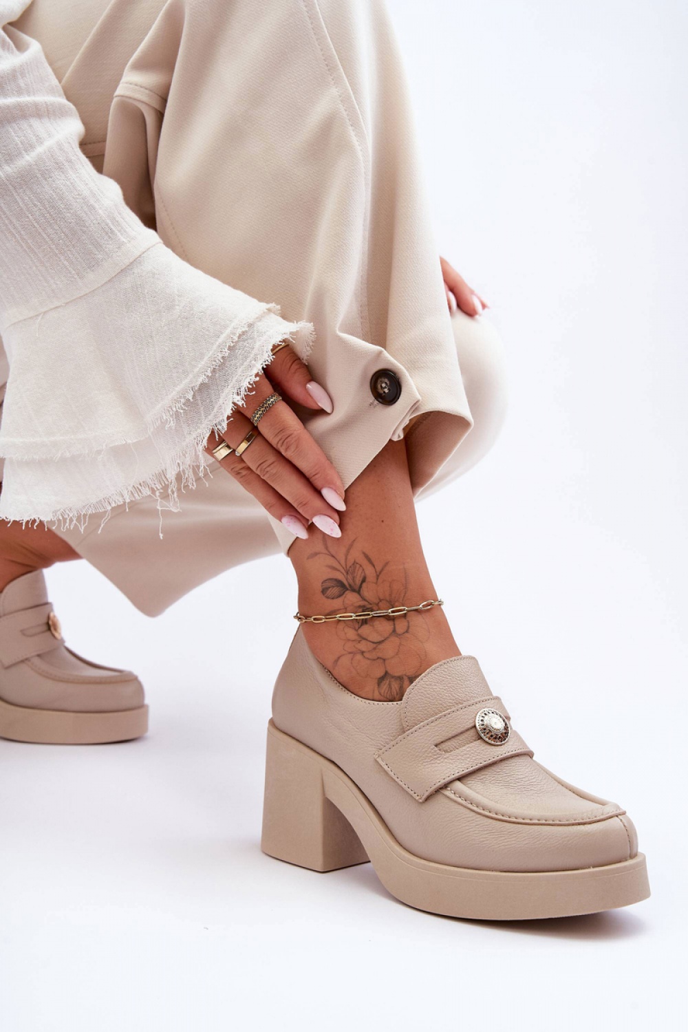 Heeled low shoes model 183949 Step in style  beige