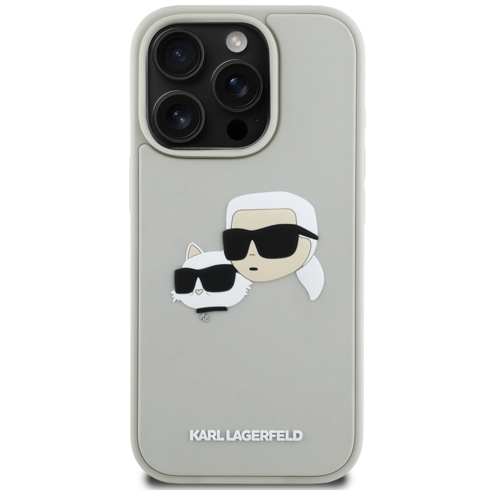 Karl Lagerfeld HC 3D Rubber Double Heads Apple iPhone 16 Pro beige