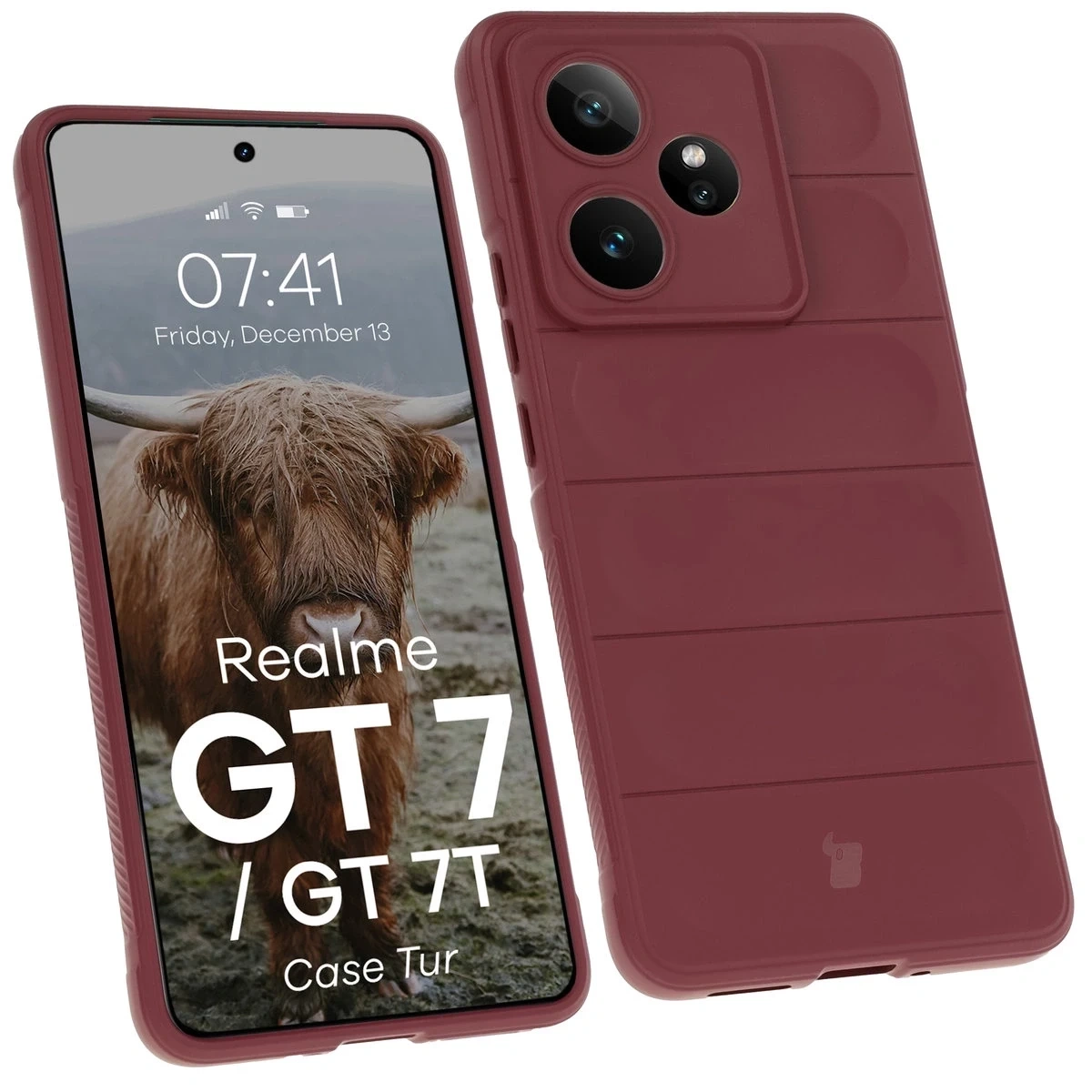 Pancerne etui Bizon Case Tur do Realme GT 7 / 7T burgundowe