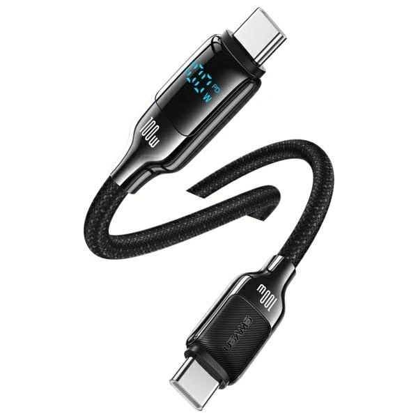 USAMS US-SJ742 USB-C / USB-C Digital Display Zinc Alloy Fast Charging Data Cable HX Series 100W 1,2m 