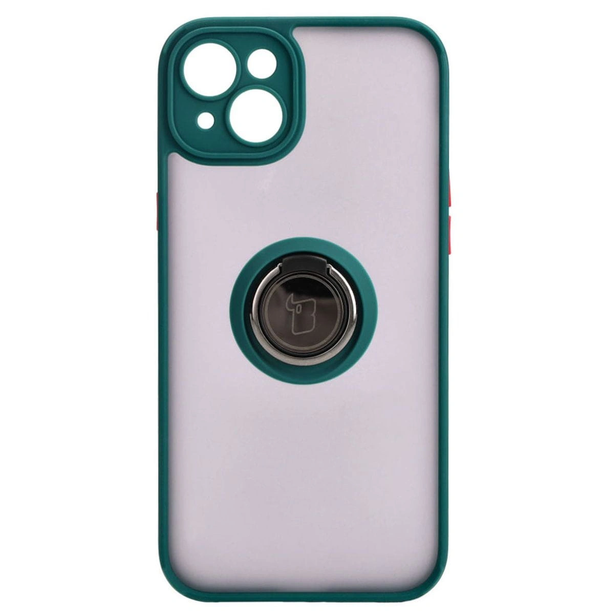 Bizon Case Hybrid Ring Apple iPhone 15 Plus smoky with a dark green frame