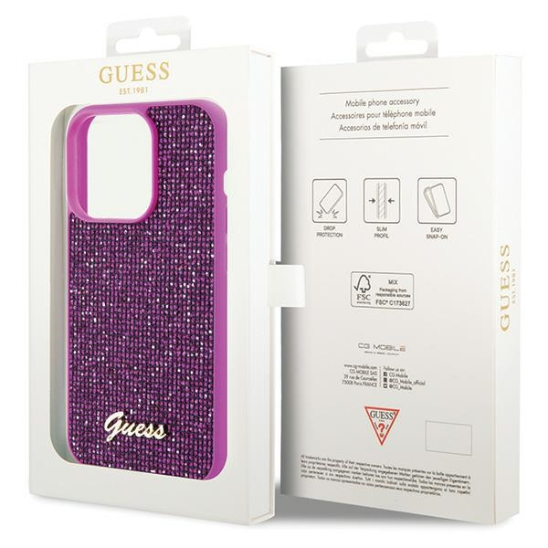 Guess GUHCP15LPMSDGSF Apple iPhone 15 Pro hardcase Disco Metal Script fuschia