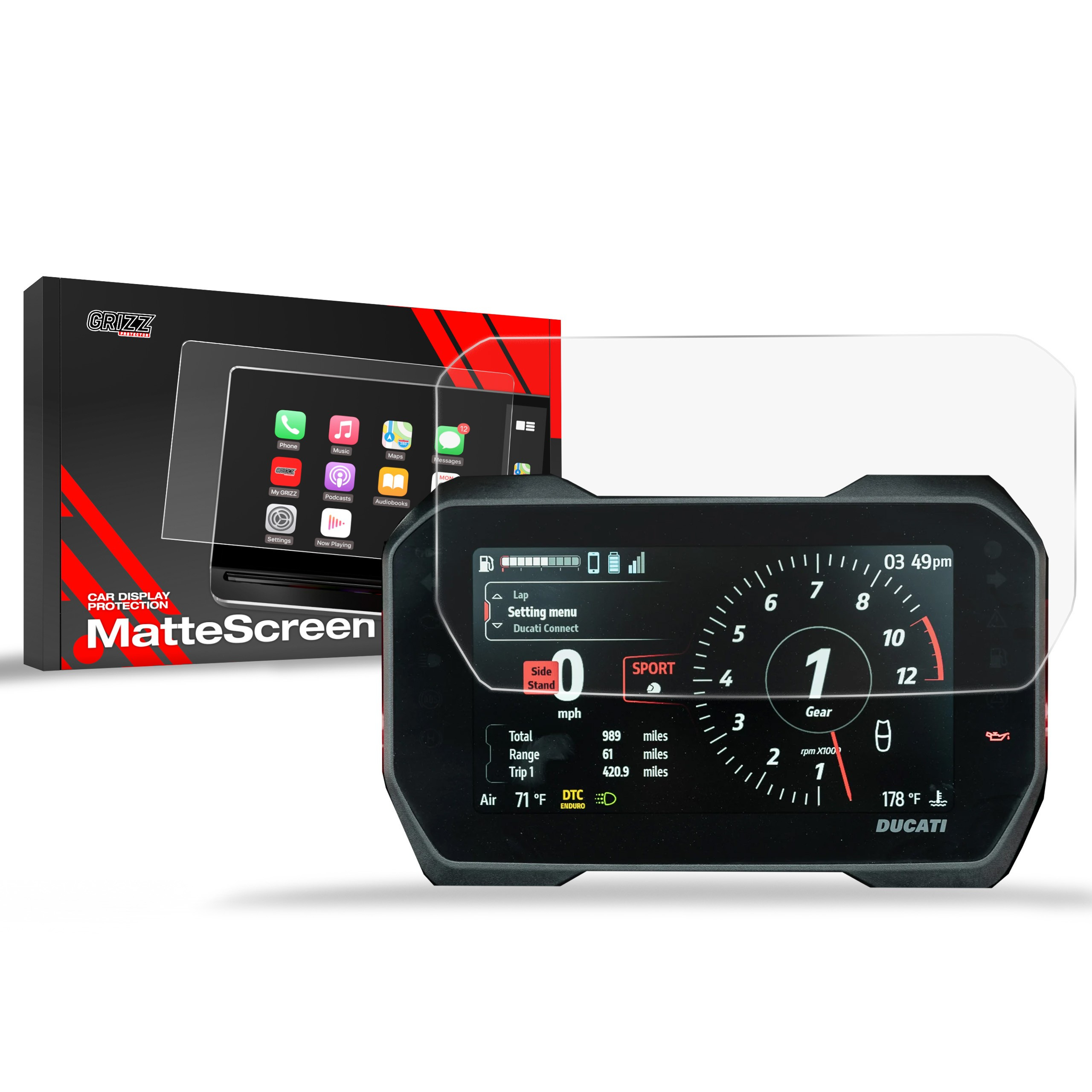 Matte GrizzGlass CarDisplay Protection Ducati Multistrada V4 S 7" 2024