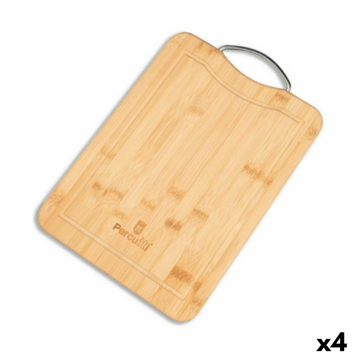 Cutting board Percutti Percutti 32,5 x 25 x 1,5 cm Brown Silver Bamboo (4 Units)