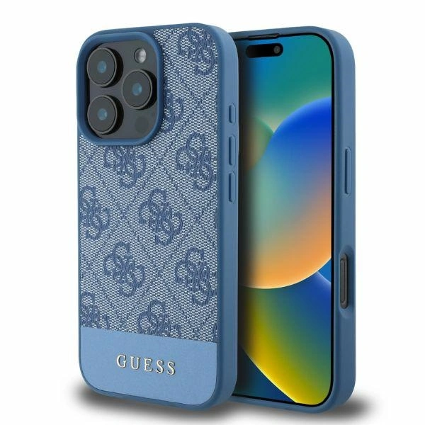 Case Guess GUHCP16XG4GLBL Apple iPhone 16 Pro Max hardcase 4G Bottom Stripe blue