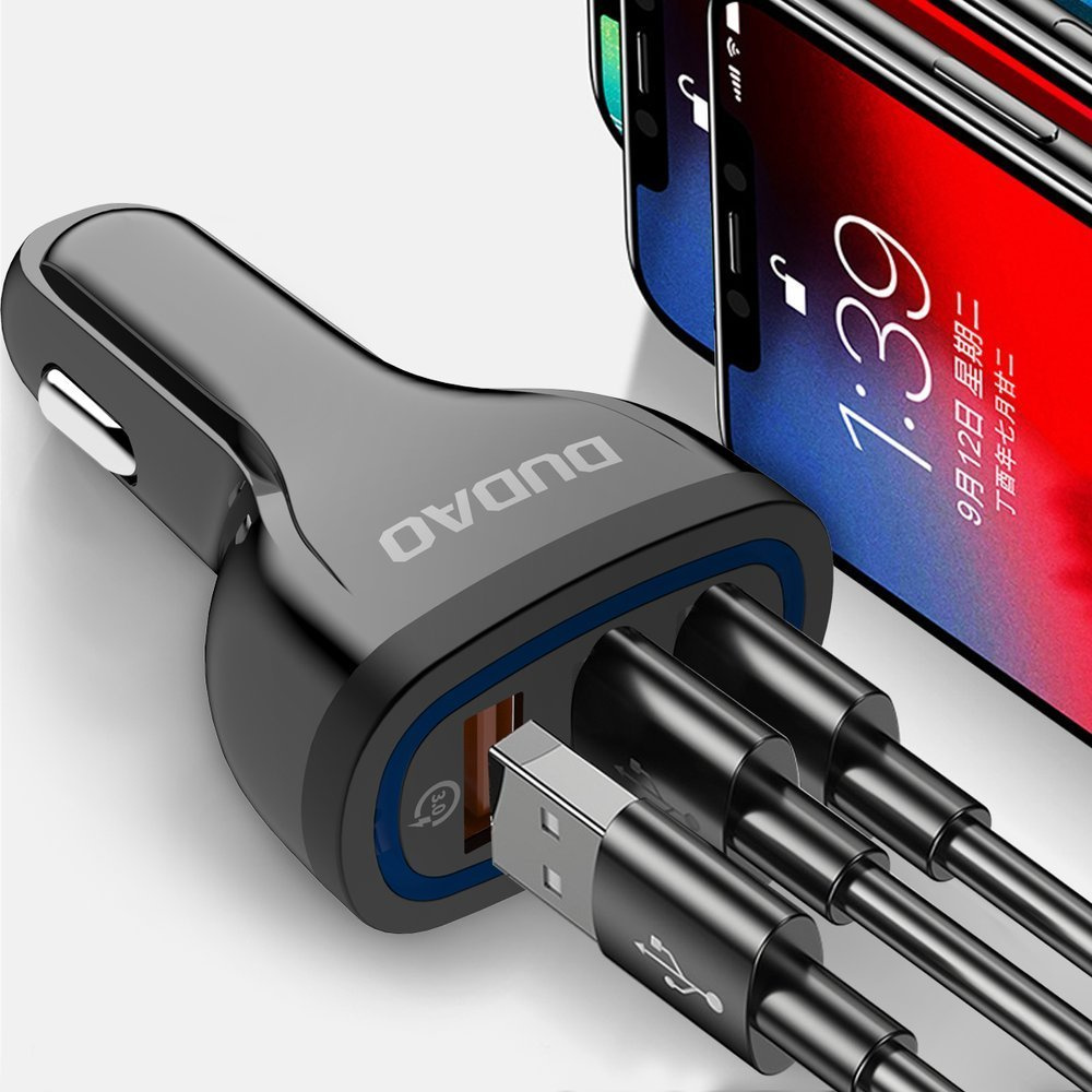 Dudao Car Charger Quick Charge Quick Charge 3.0 QC3.0 2.4A 18W 3x USB white (R7S white)