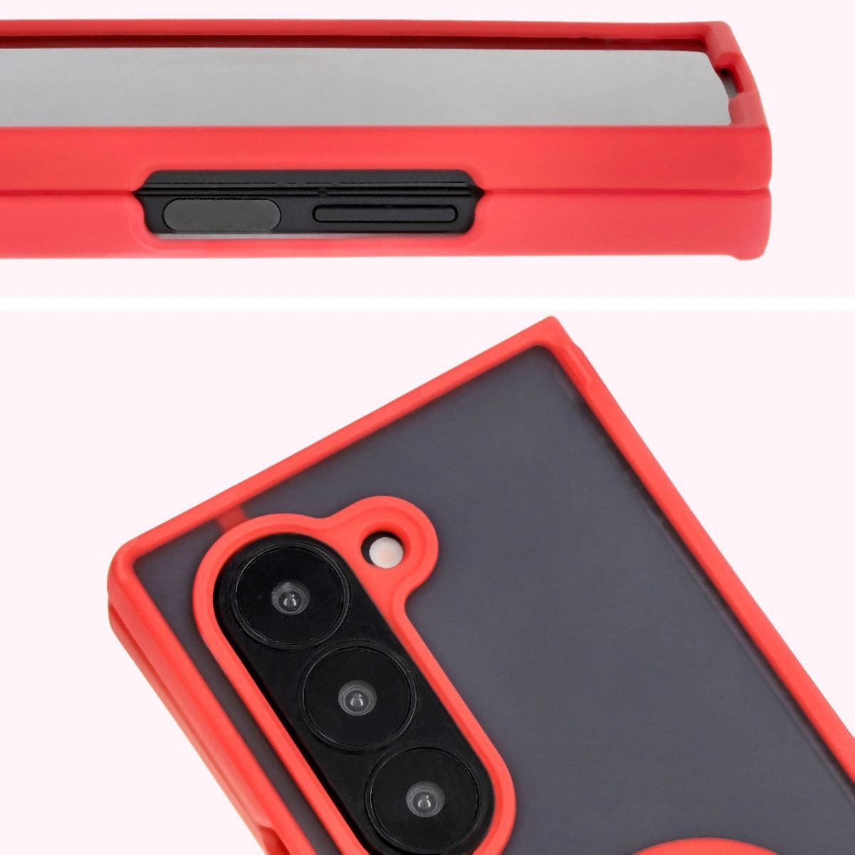Bizon Case Hybrid Ring Samsung Galaxy Z Fold6 smoky with a red frame