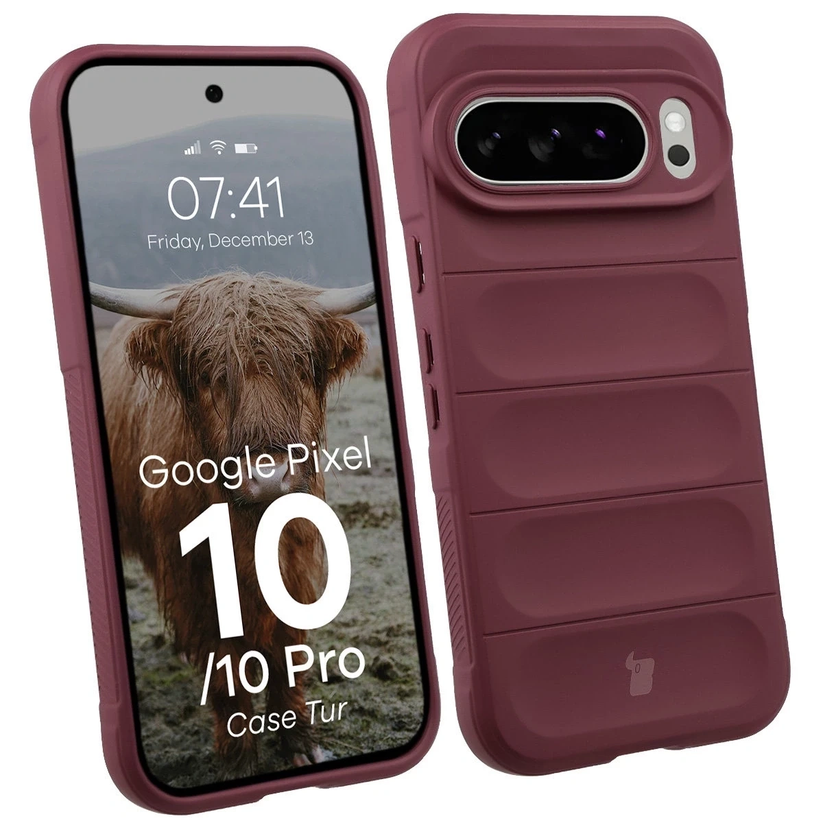 Pancerne etui Bizon Case Tur do Google Pixel 10 / 10 Pro burgundowe