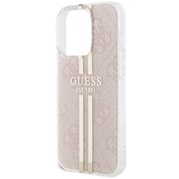 Guess GUHCP15LH4PSEGP Apple iPhone 15 Pro hardcase IML 4G Gold Stripe pink
