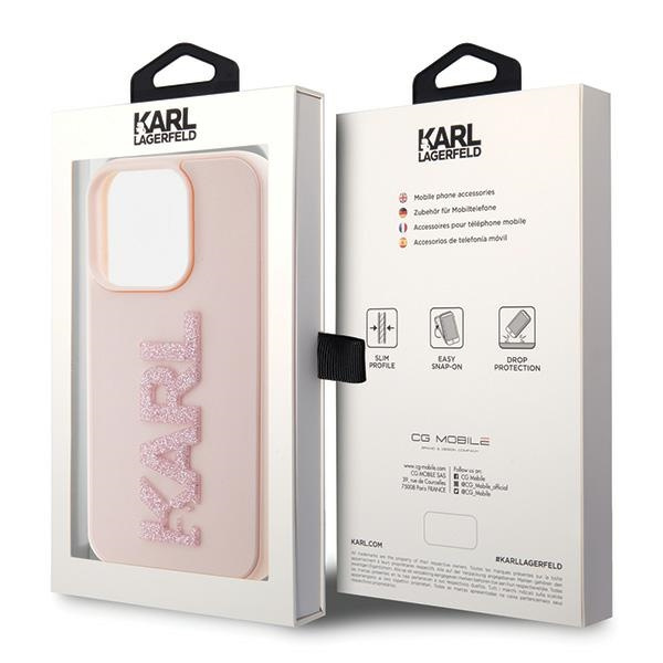Karl Lagerfeld KLHCP15X3DMBKCP Apple iPhone 15 Pro Max hardcase 3D Rubber Glitter Logo pink