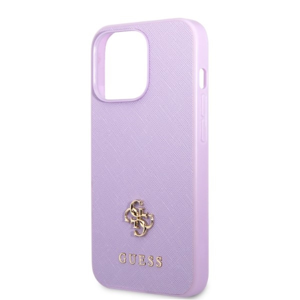 Guess GUHCP13LPS4MU Apple iPhone 13 Pro purple hardcase Saffiano 4G Small Metal Logo