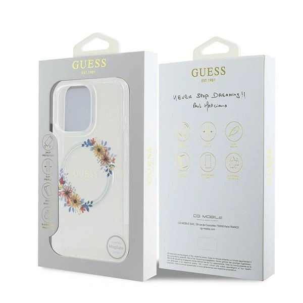 Guess GUHMP16LHFWFCT Apple iPhone 16 Pro hardcase IML Flowers Wreath MagSafe clear