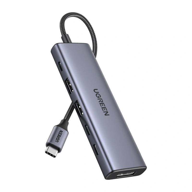Hub / adapter USB-C 6w1 UGREEN CM511 USB-C do 2x USB DisplayPort 4K 60Hz 2x USB-C PD 100W