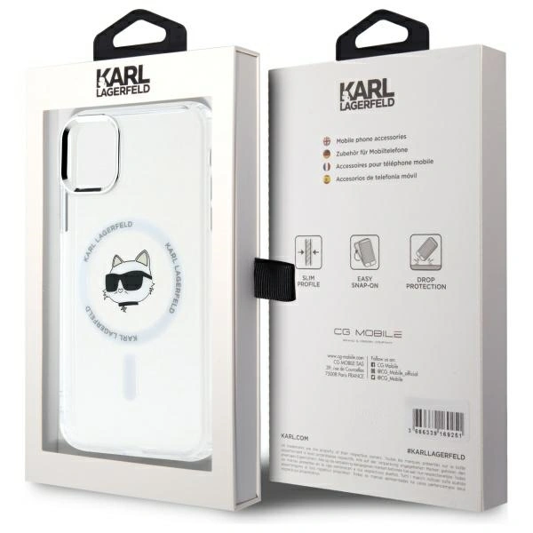Karl Lagerfeld KLHMN61HLSCHH Apple iPhone 11 / XR hardcase IML Metal Choupette Head MagSafe white