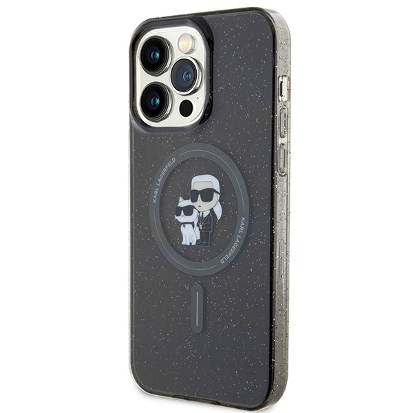 Karl Lagerfeld KLHMP15XHGKCNOK Apple iPhone 15 Pro Max hardcase Karl&Choupette Glitter MagSafe black