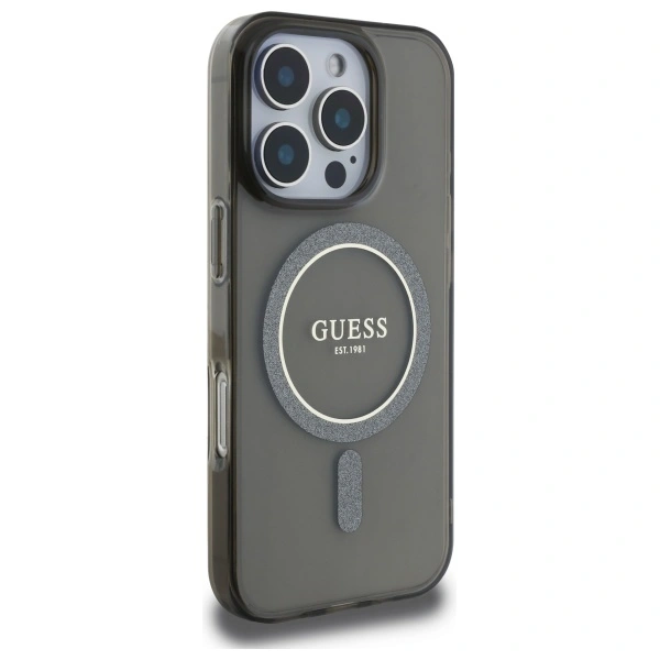 Guess GUHMP16XHFGEREK Apple iPhone 16 Pro Max hardcase IML Glitter Circle MagSafe black