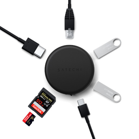 Adapter do urządzeń mobilnych Satechi OntheGo 7-in-1 Multiport Adapter USB-C PD, 2xUSB-A, HDMI 4K, Ethernet, czytnik kart