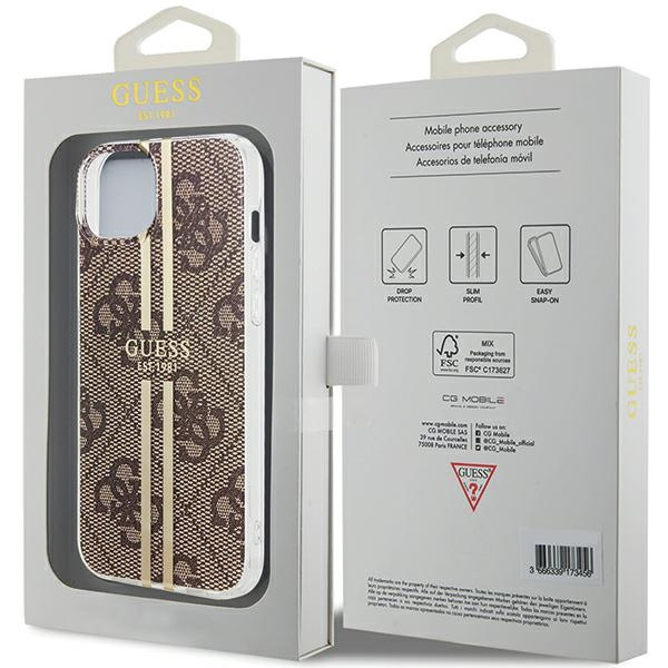 Guess GUHCP15MH4PSEGW Apple iPhone 15 Plus / 14 Plus hardcase IML 4G Gold Stripe brown