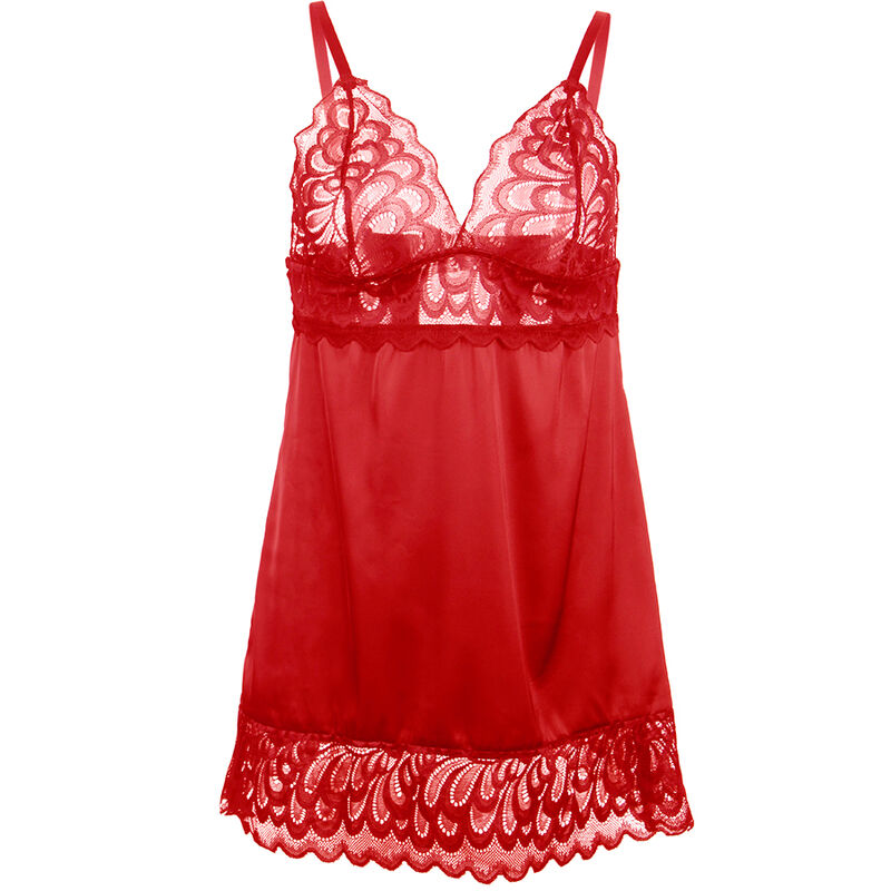 SUBBLIME - SATIN BABYDOLL WITH LACE RED L/XL SUBBLIME - SATIN BABYDOLL WITH LACE RED L/XL