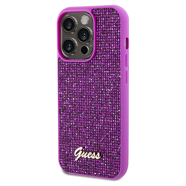 Guess GUHCP14LPMSDGSF Apple iPhone 14 Pro hardcase Disco Metal Script fuschia