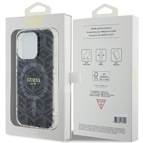 Guess GUHMP15XHGCUSTGK Apple iPhone 15 Pro Max hardcase IML GCube MagSafe black