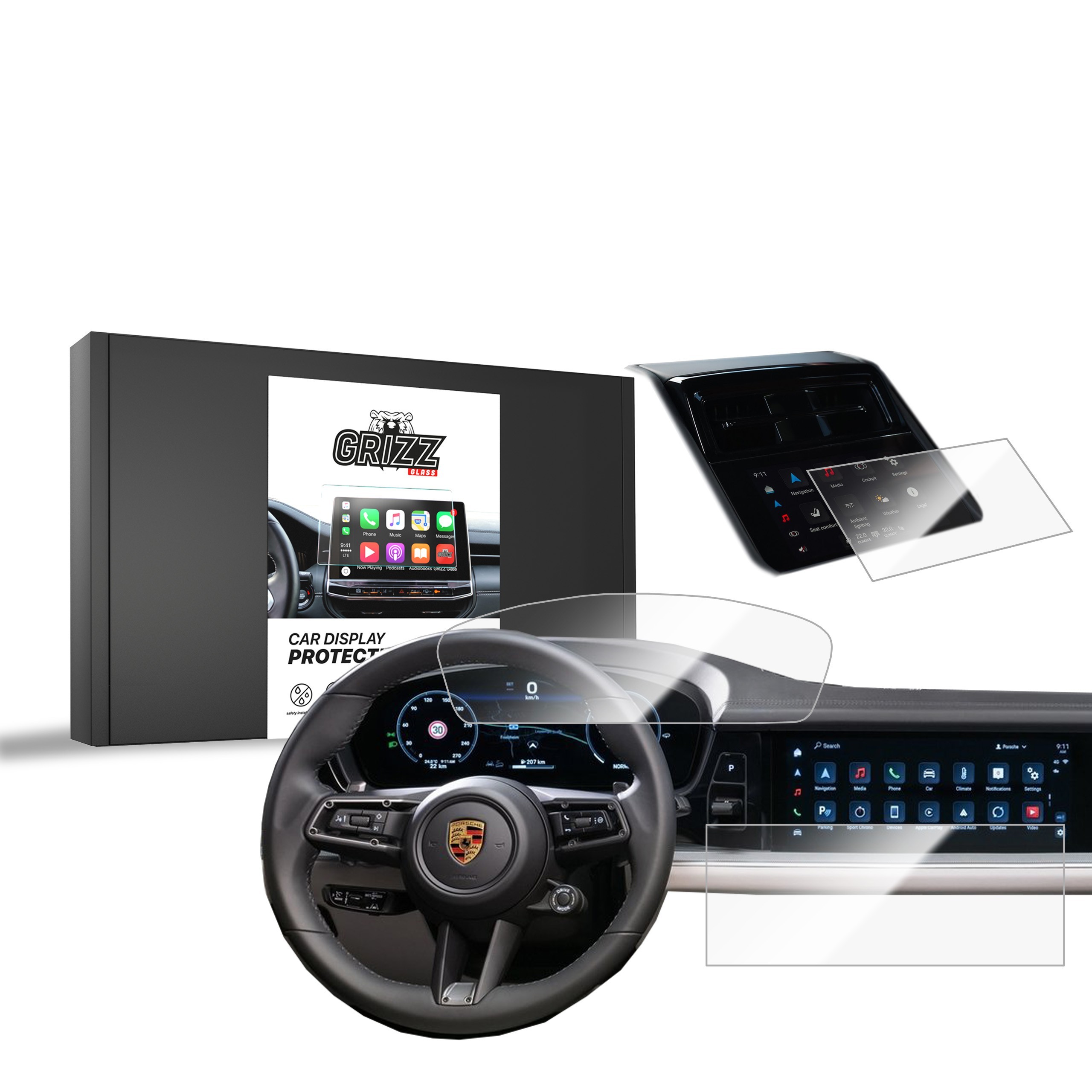 Ceramic GrizzGlass CarDisplay Protection Porsche Panamera 3 12,3" 2024 [3in1]