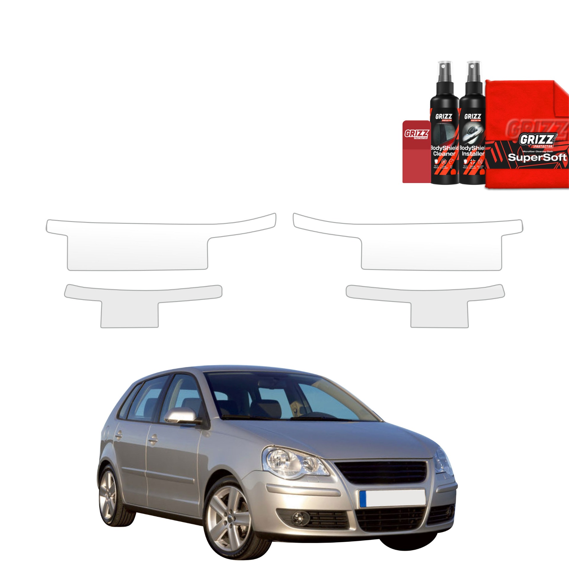 Folia ochronna na progi GrizzGlass BodyShield do Volkswagen Polo Hatchback 5D (2001-2009) [4w1]