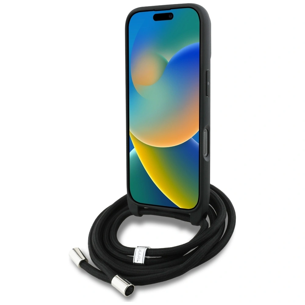 Etui Karl Lagerfeld Crossbody Grained Pattern & Logo do Apple iPhone 16 czarny