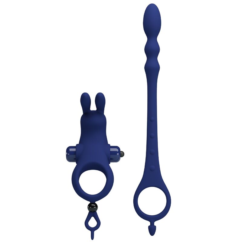 PRETTY LOVE - AYAD RABBIT VIBRATOR RING WITH PLUG BLUE