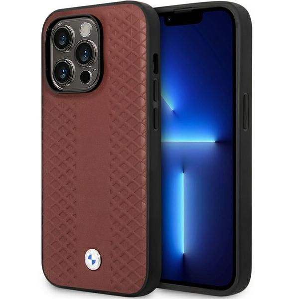 BMW BMHCP14X22RFGR Apple iPhone 14 Pro Max burgundy Leather Diamond Pattern