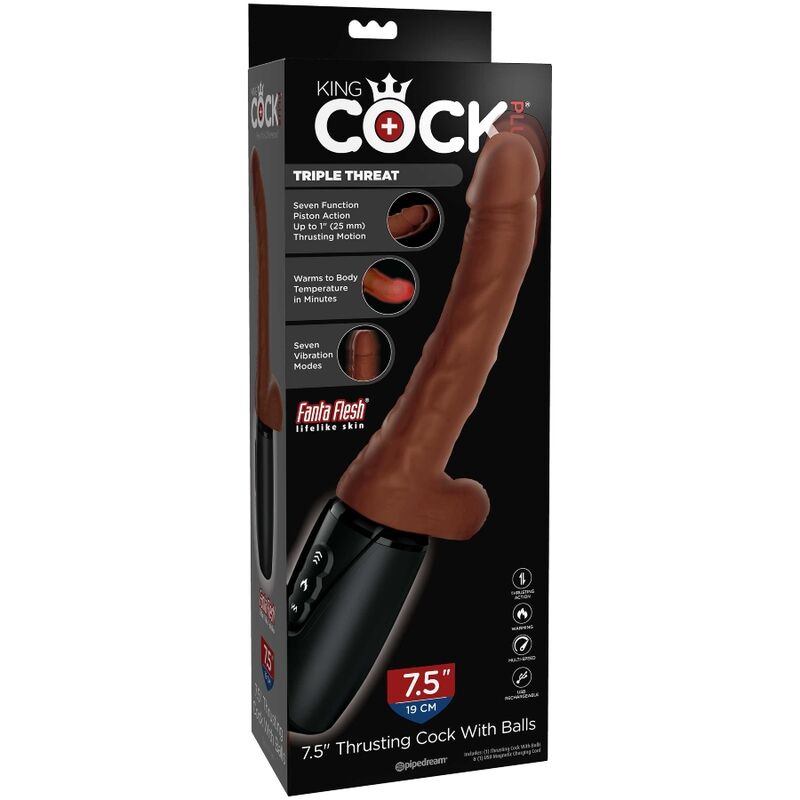 KING COCK PLUS TRIPLE THREAT - BROWN SKIN TONE