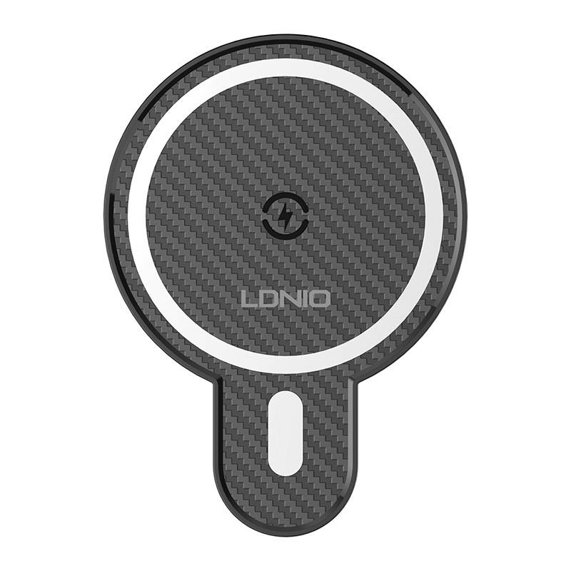 LDNIO MA20 Car Mount Holder with Wireless Charger 15W + Metal Ring (black)